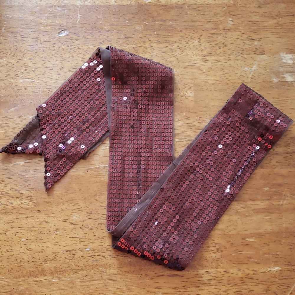 Brown Sequin Belt Sash 62"